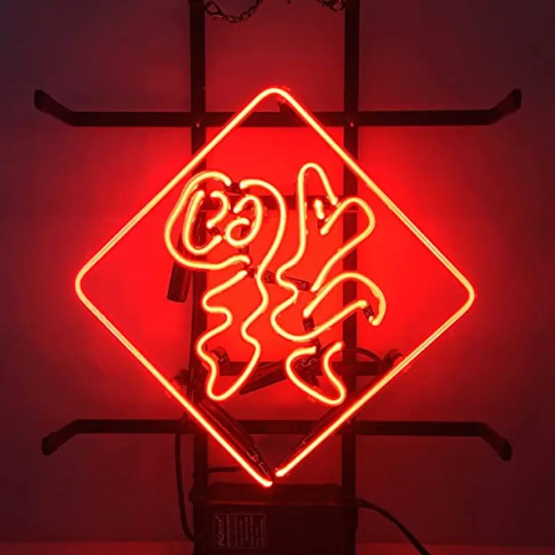 

Blessing Neon Signs Chinese Character Fu Inverted Real Glass Beer Bar Home Room Wall Window Decoration Home Pub Cafe Recreation