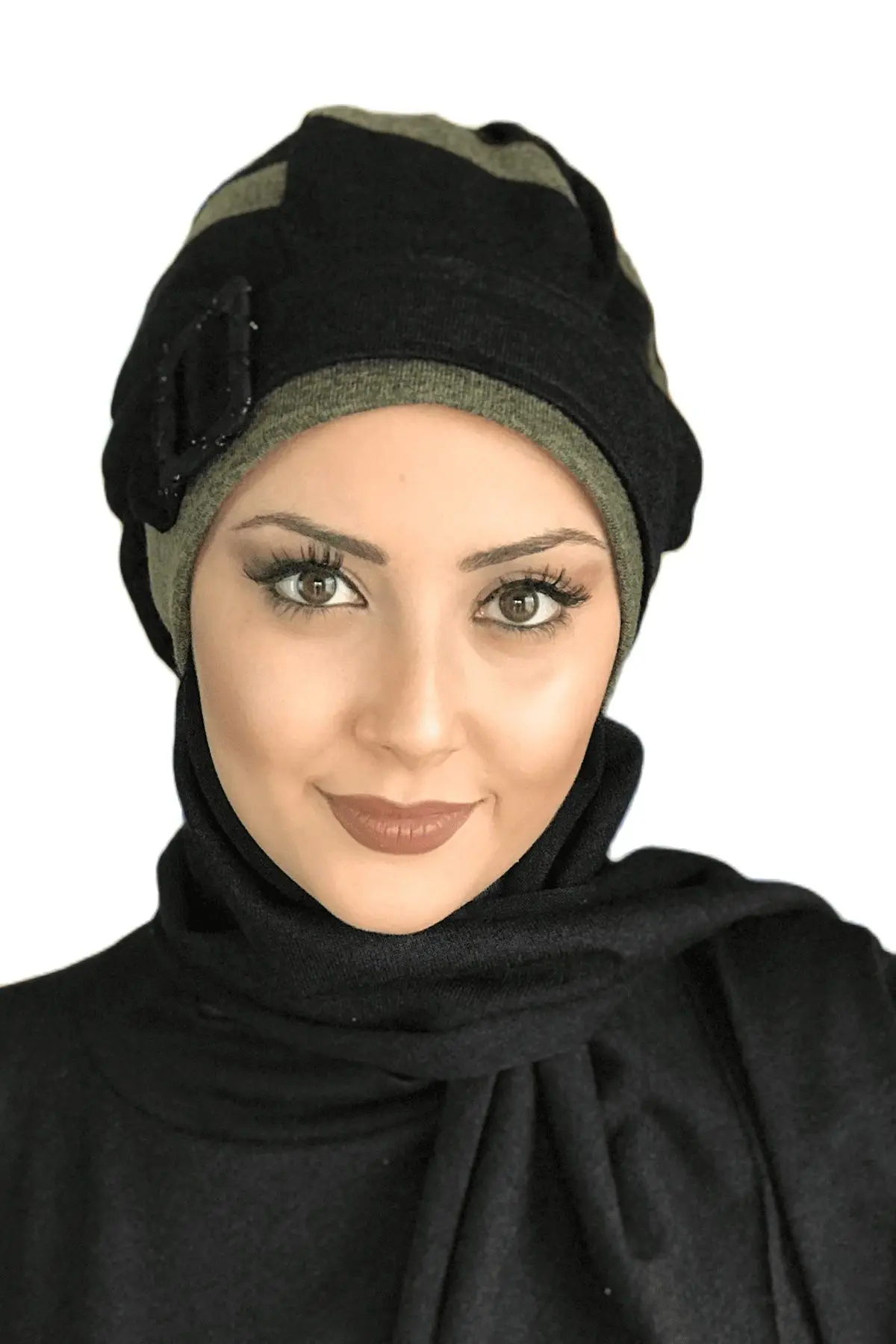 New Fashion 2021 Women Headscarf Scarf Kerchief Hat Bone Hijab Islamic Clothing  Black Flower Green Striped Buckle Beret Shawl