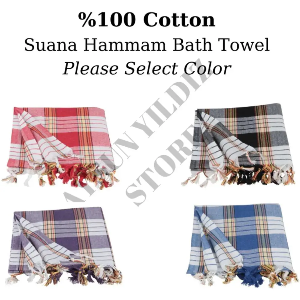 

4 Pieces %100 Cotton High Quality Bath Hammam Sauna Spa Towel ( Loincloth ) Color: Red, Black, Blue, Lilac Plaid Charm Washcloth