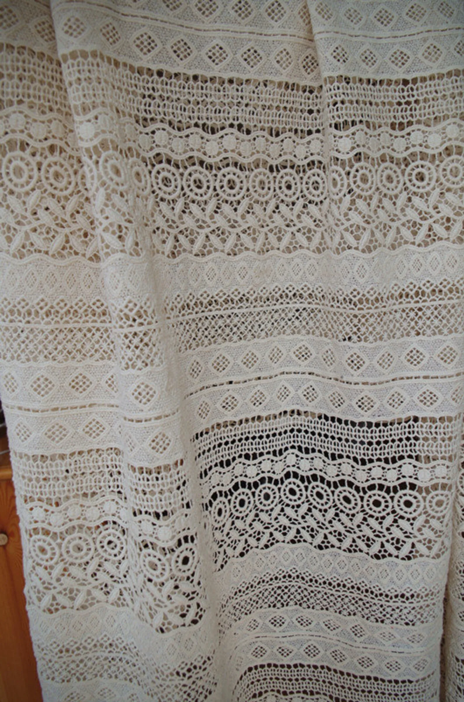 ivory cotton Lace Fabric, antique crocheted lace fabric for DIY sewing supplies by the yard