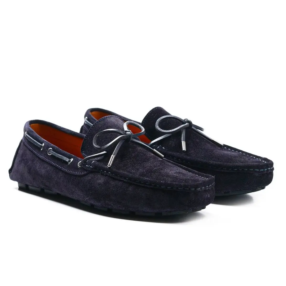 Zeugma Gray Navy Blue Dark Brown Genuine Calfskin Suede Men\'s Loafers Slip-on Lace Up Stylish Design Quality Handmade in Turkey