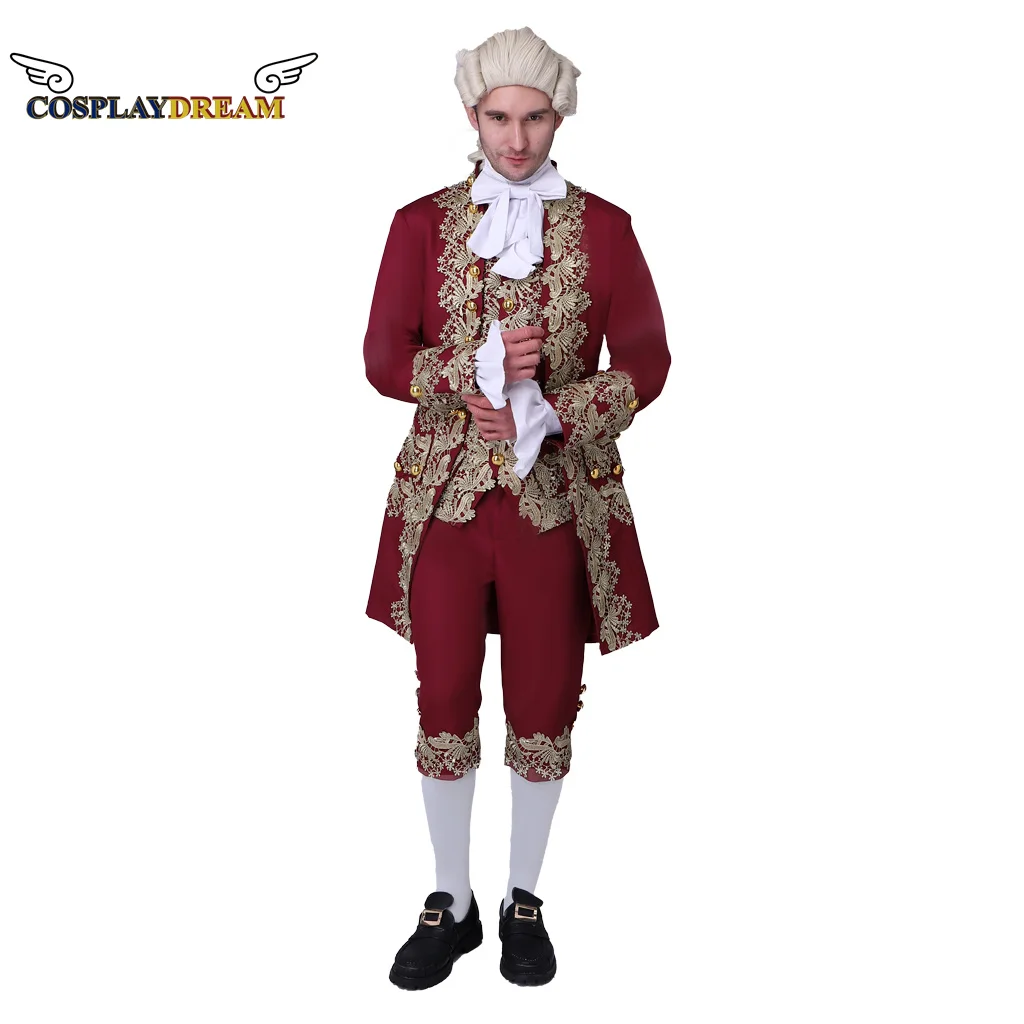 18th Century Colonial Outfit Men\'s Medieval Uniform Noble Court Rococo Medieval Cosplay Costume Retro Halloween Costume