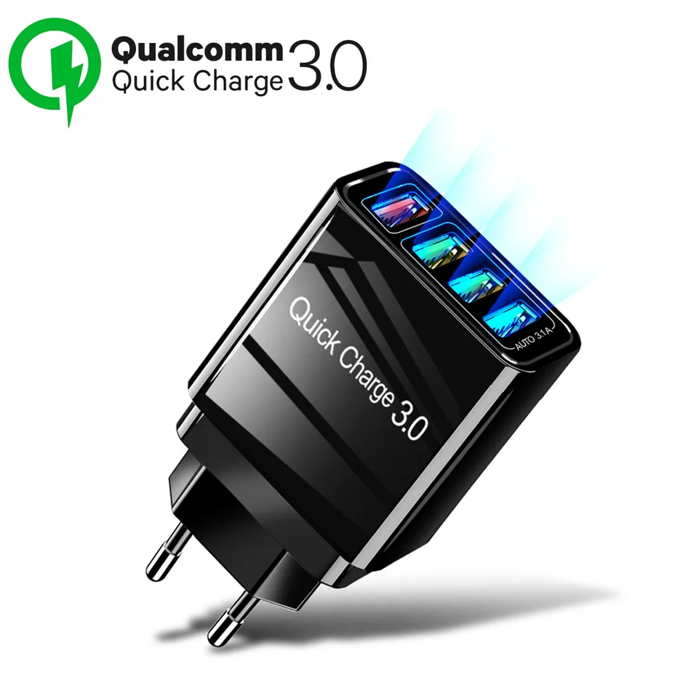 Fast charging charger mobile usb plug with 4 outputs 3.0 for charging smartphone universal usb charger multiple qualcomm