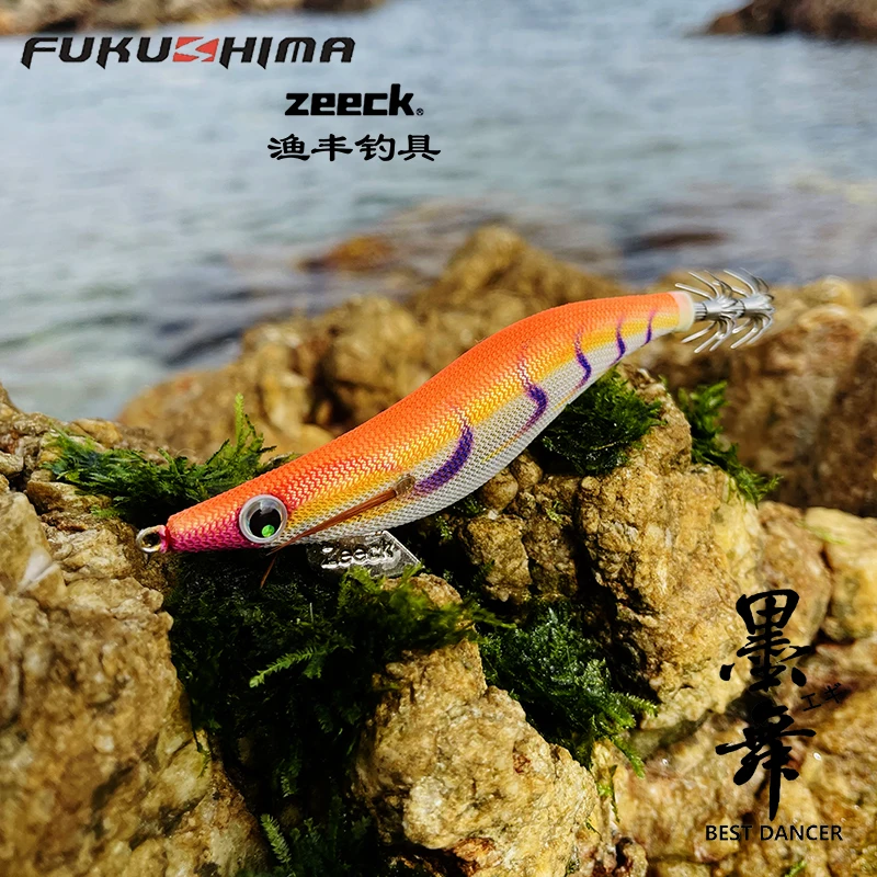 FUKUSHIMA 3.5 GIGLIA SQUID EGI LURE PESCA IN LEGNO SHRIMP BAIT CUTTLEFISH OCTOPUS LUCE SOUND AFFARE GARCHI PELLE DI SETA 19GRAMOLE