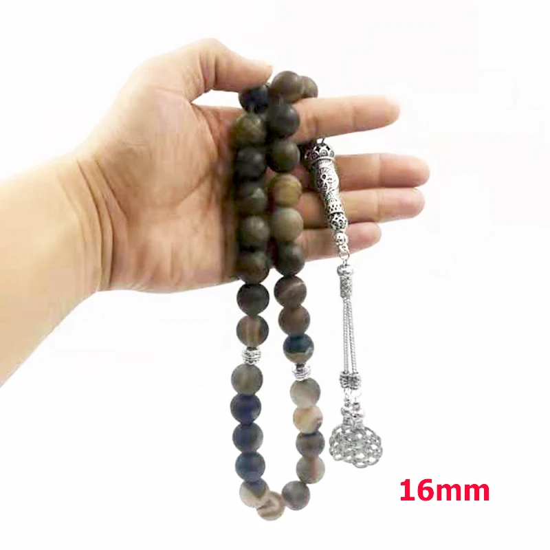 Big size Tasbih Natural Matte agates 33 Prayer bead misbaha Rosary bead Muslim Accessories jewelry Islamic products bracelet