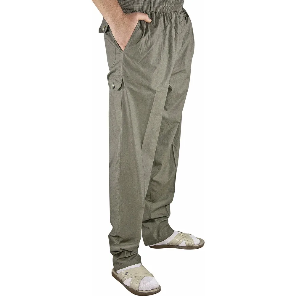 Berat New Luxury Linen Khaki Men's Shalwar - Hajj Umrah Trousers are Elastic Shalwar, no Waist Problems It is a fabric of type