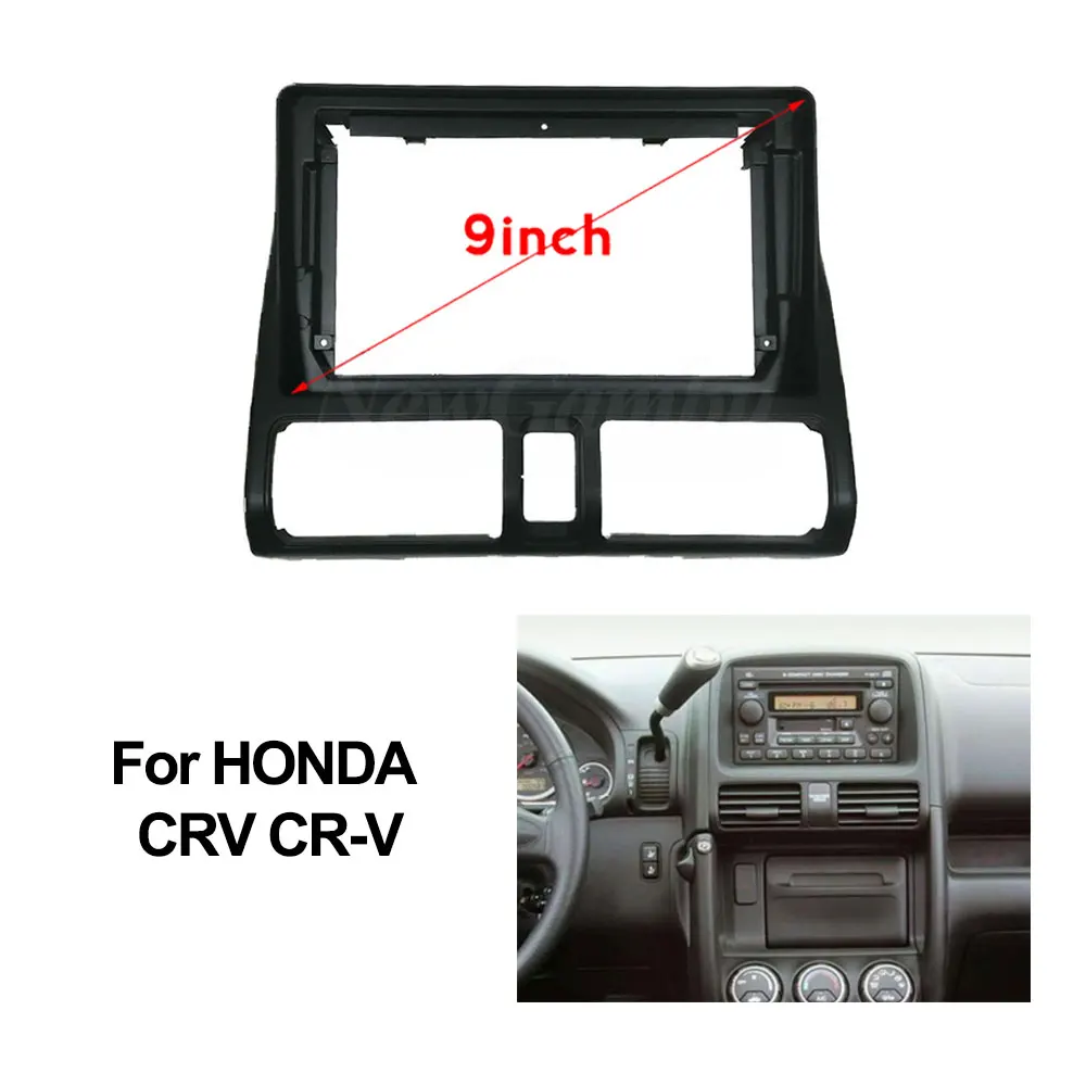 2 Din 9 Inch Car Fascia Frame for HONDA CRV CR-V 2002 2003 2004 + DVD GPS Android Mount Kit Trim Panel Fascias Dash Kit Bezel