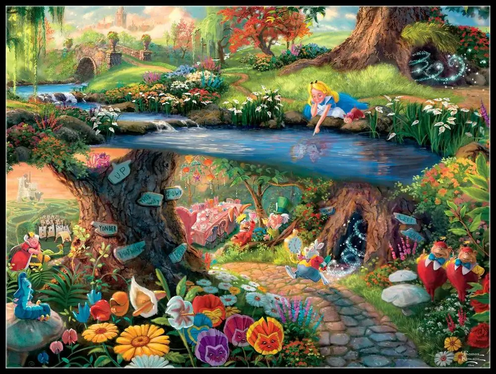 

Alice in Wonderland - Counted Cross Stitch Kits - DMC Color DIY Handmade Needlework for Embroidery 14 ct Cross Stitch Sets
