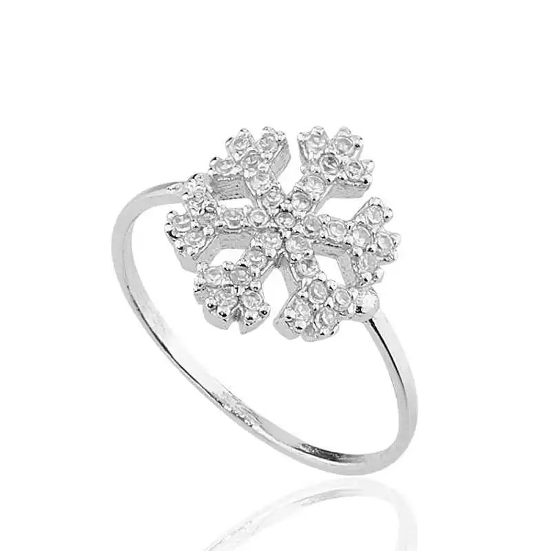 Silver Snowflake Ring Women 925 Sterling Jewelry Wedding Party Birthday Gift - Box - Women - Fashion - Botiva - Size - Turkish - Patterned Embroidered