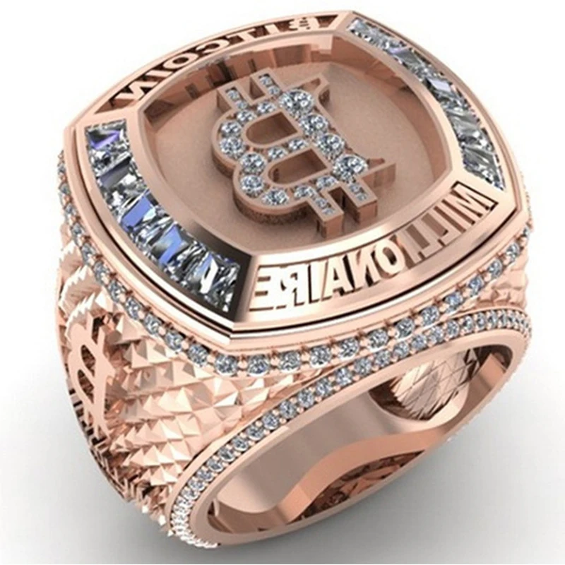 Luxury Bitcoin Memorial Rings For Men Women Creative Metal Punk Hip Hop Rock Biker Cool Men's Ring Party Jewelry Gift