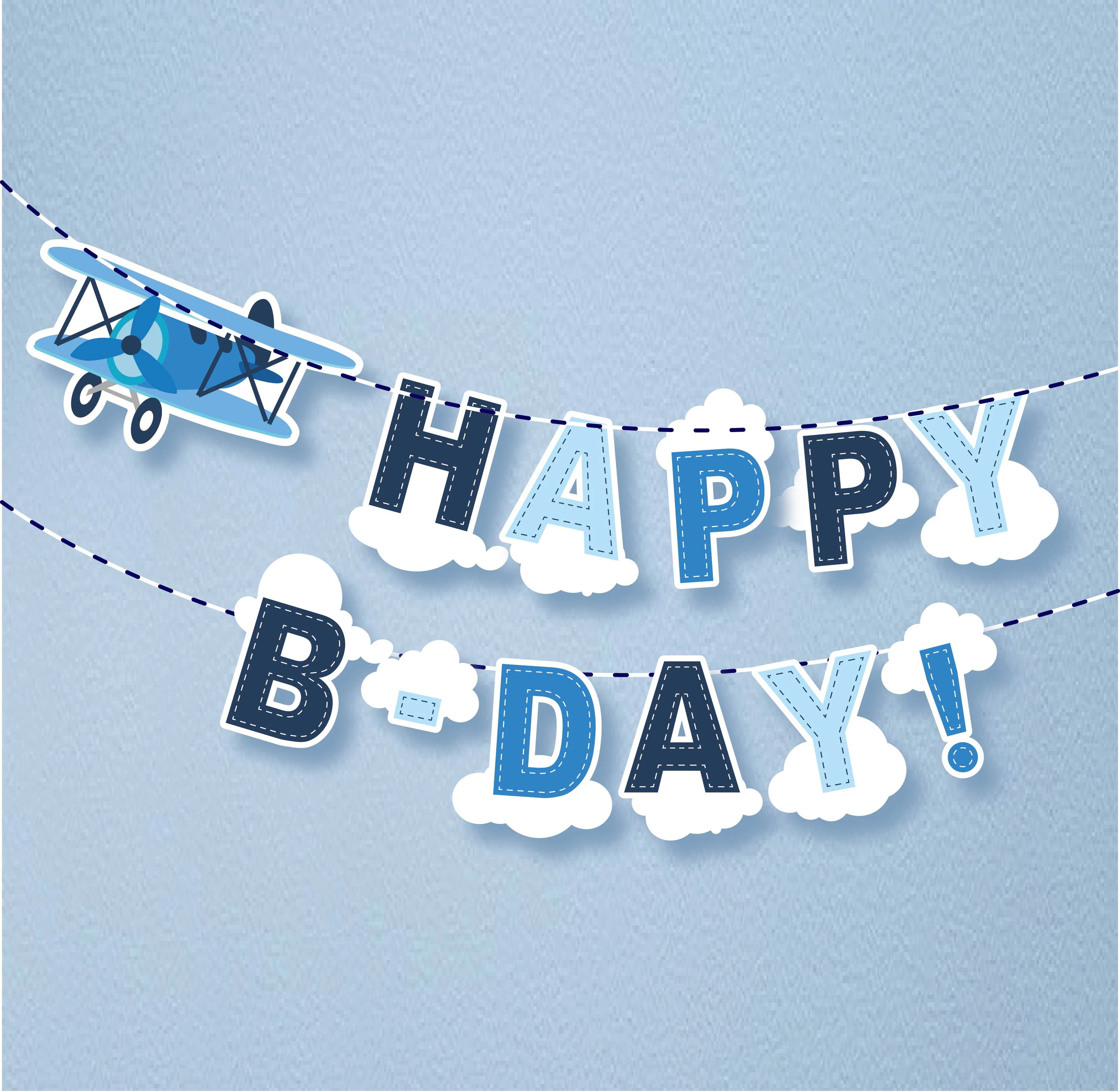 Aeroplane Birthday Party Decorations Plane Cupcake Wrapper Blue Happy Birthday Banner Vintage Baby Shower First Birthday Banner