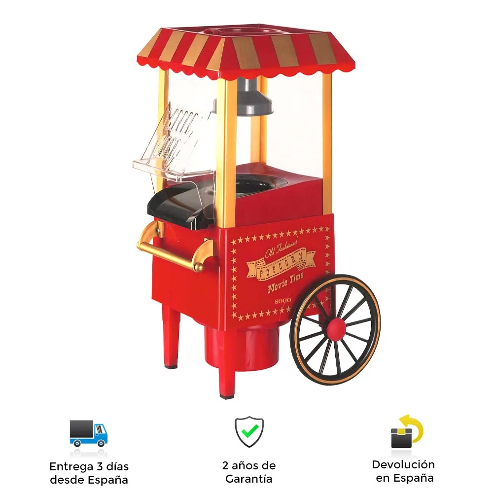 Palomytera old Sogo cart, powerful, 1200W, rapida, portatil, no oil, healthy, popcorn, palomytera, electric palomytera