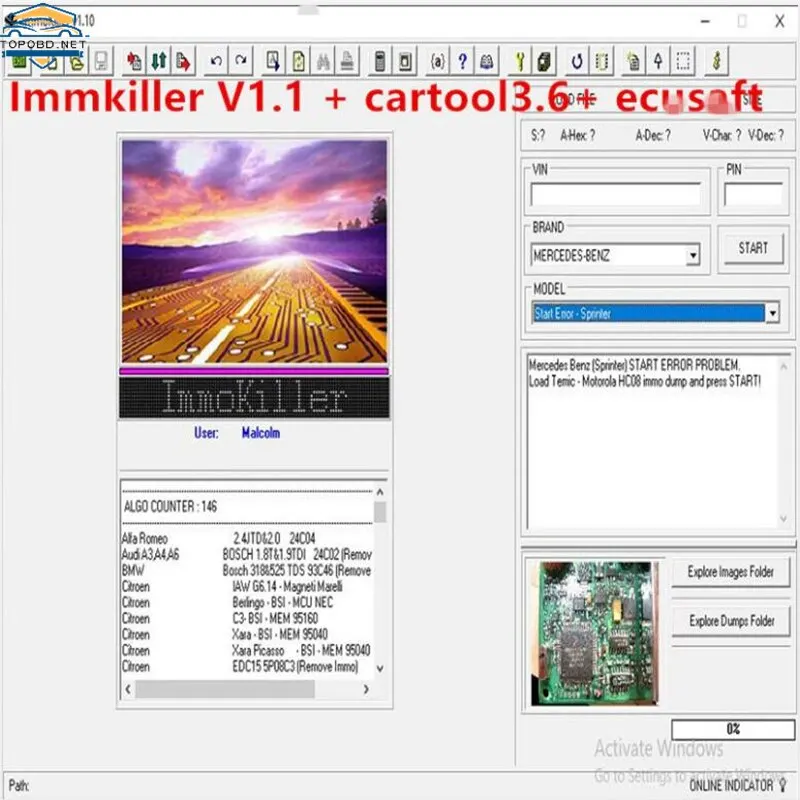 Newest version IMMO KILLER V1.1+ Car Tool Software Cartool V3.6 for Immo and Airbag Resetting+ ECUSa.fe