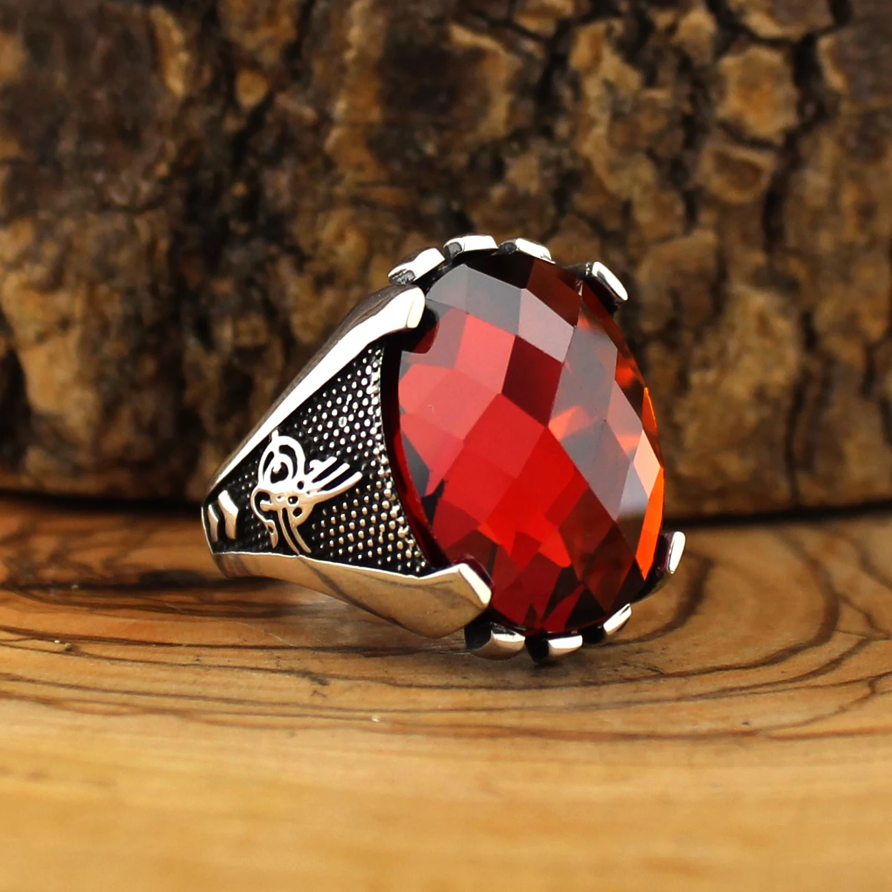 Turkish Style Pure Real 925 Sterling Silver Natural Stone Ring For Men Women High quality Jewelry Punk Retro Fashion Vintage Handmade Gift Zircon Onyx Agate Accessory