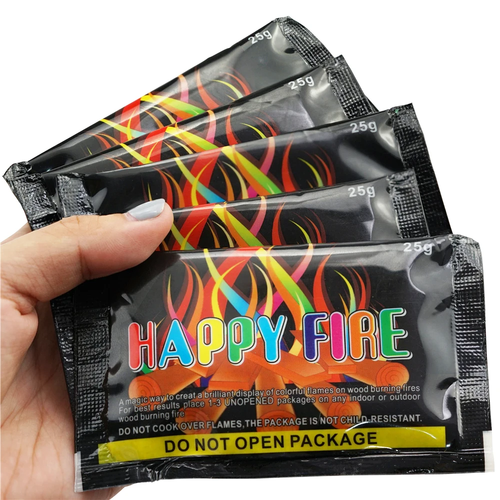 Mystical Fire Burn 1200 Min Colorful Bonfire Flame Powder Sachet Pyrotechnics Magic Trick Outdoor Camping Hiking Accessories