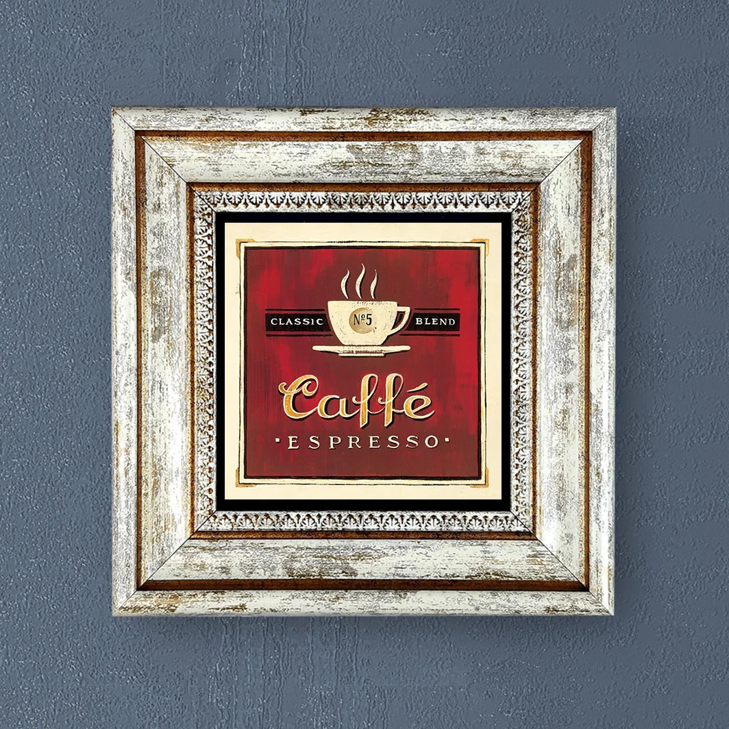 Handmade Natural Stone Painting Framed Wall Decor Coffee Themed Room Vintage Poster Picture Gift Ornament Special Print Piece