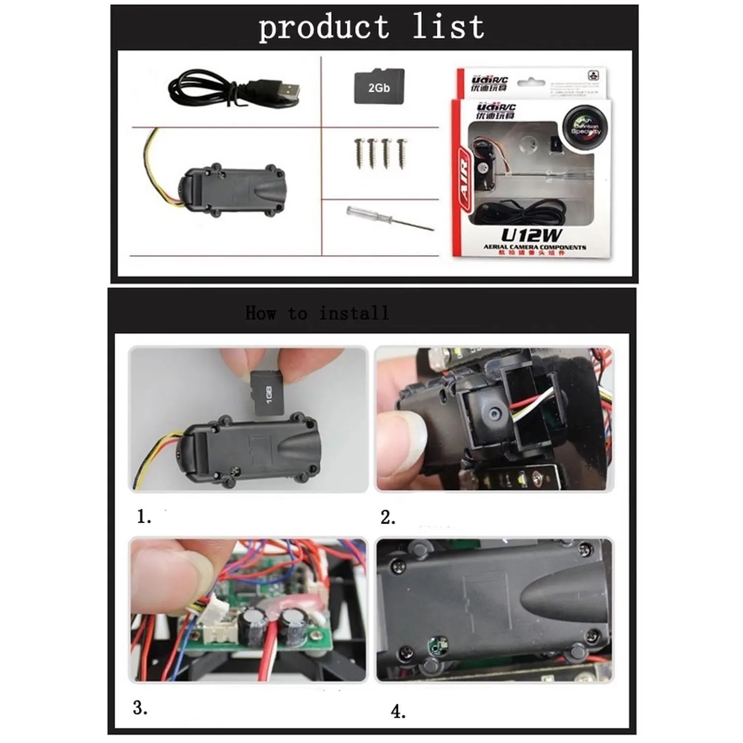 U12W for U818A U829A camera for QUADCOPTERO mod