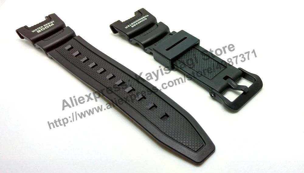 Compatible Casio SGW-100 Outgear Rubber Black Rubber Watch Band - Strap