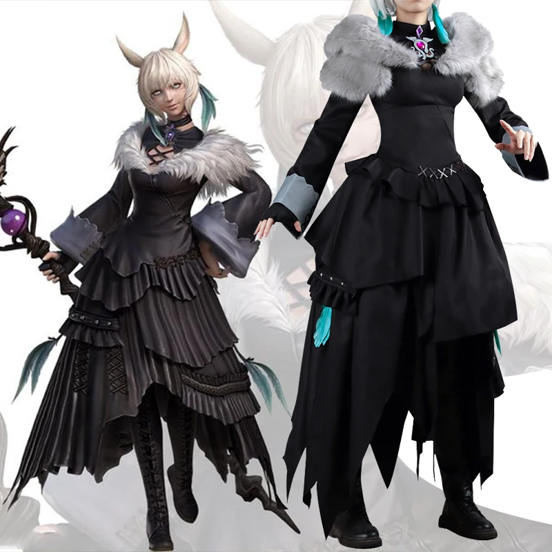 

Final Fantasy XIV Y'shtola Rhul Cosplay Costume FF14 Illusionist Y'shtola Black Outf for Halloween Carnaval Outfit Custom Made