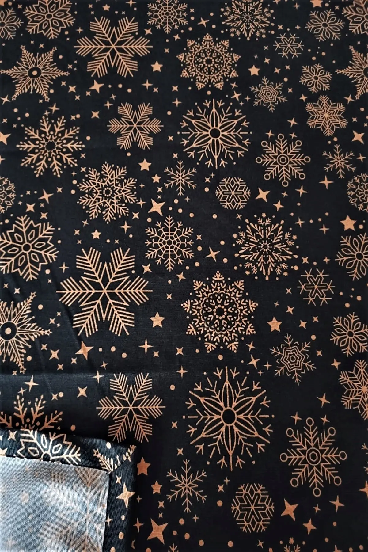 Linen Look Snowflake Pattern Black Tablecloth Wedding, Party,Sofa Cover Turkish Cotton For Rectangle Table