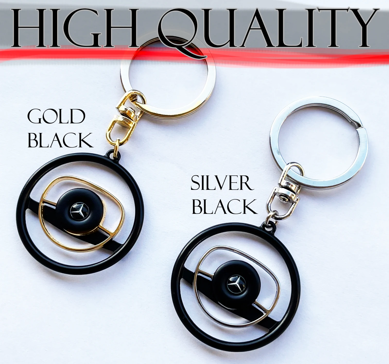 For NEW PRODUCT Mercedes-BENZ , 3D Key Chain Steering Wheel Mercedes Benz Classic W115 W116 W123 W108 R107 W114 GOLD STYLE