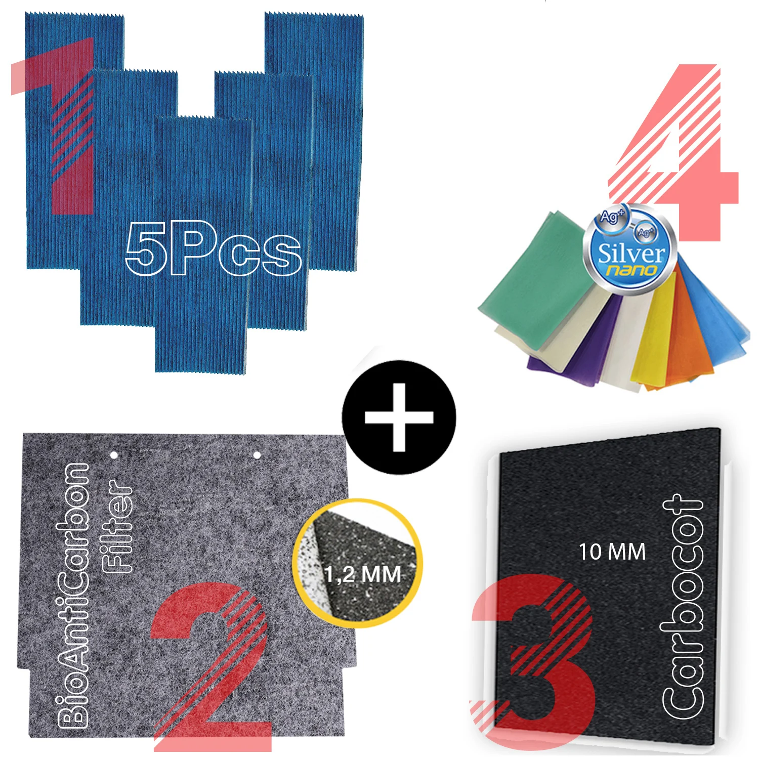 5ชิ้น/Fit สำหรับ Daikin KAC972A4กรอง MC707VM MCA75E2-W เครื่องกรองอากาศ + 10MM Active Carbon Filter + ป้องกัน + 2ป้องกันฝุ่น