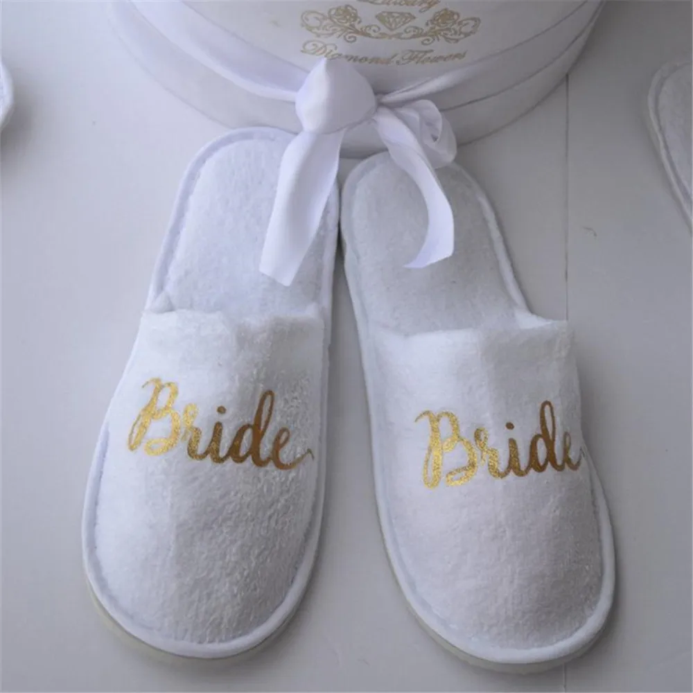 Personalised Wedding Bridal Party  Slippers Bride Mother of the Bride/groom Bridesmaid Gift rose gold foil gold glitter silver