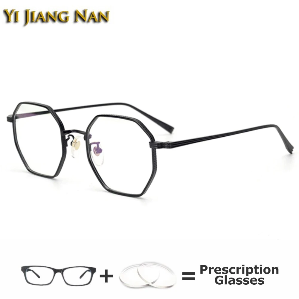 

Octagon Shape Big Circle Fashion Eyeglasses Men Titanium Glasses Frame Women Gold with Black Eyewear Spectacles