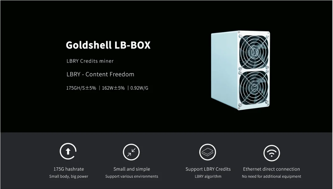 Imagem -03 - Mineiro Mudo Lbc Goldshell Lb-box 175gh s Miner Lbry Mineiro com Psu Mais Econômico do Que Ck-box Kd-box Minidoge Antminer s9 Z15 Novo