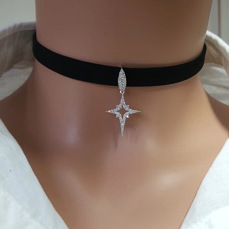 Pole Star Choker Necklace Suede Choker North Star Necklace Made in TURKEY