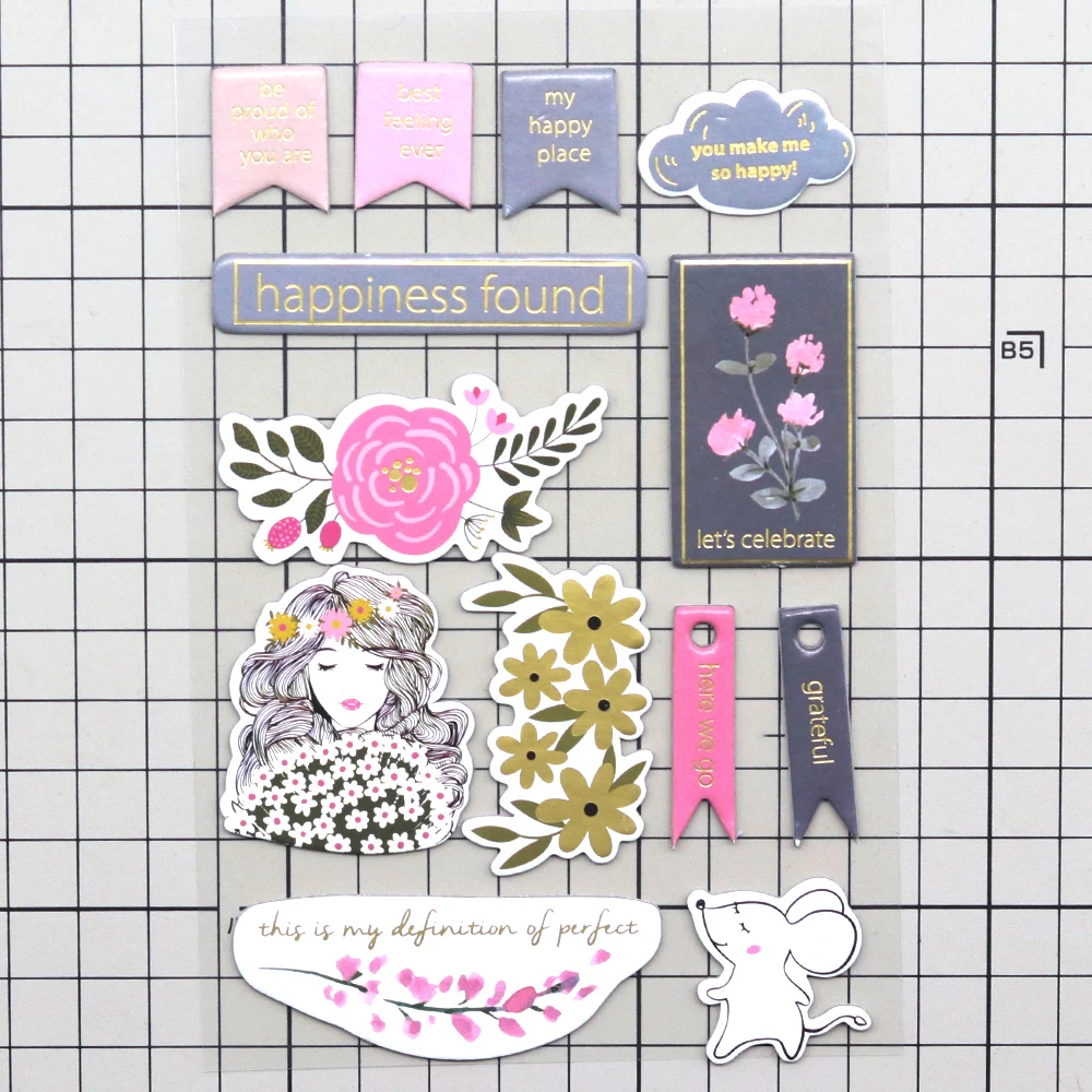 Creative Path Goldfolien-Blumen-Dekorationssticker für Scrapbooks, Vintage-Chipboard-Aufkleber, Verzierungen für Journaling und Basteln – Detail 3
