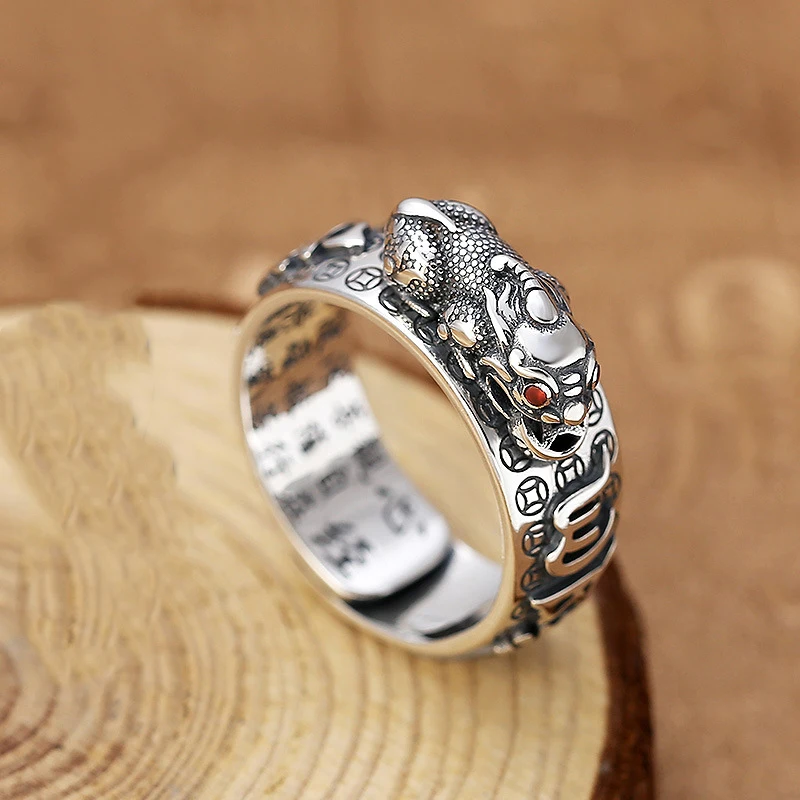 Vintage Pixiu Ring Chinesischer Feng Shui Unisex Amulett Verstellbarer Ring Für Männer Frauen Bringen Reichtum Viel Glück Schmuck Geschenk – Detail 34