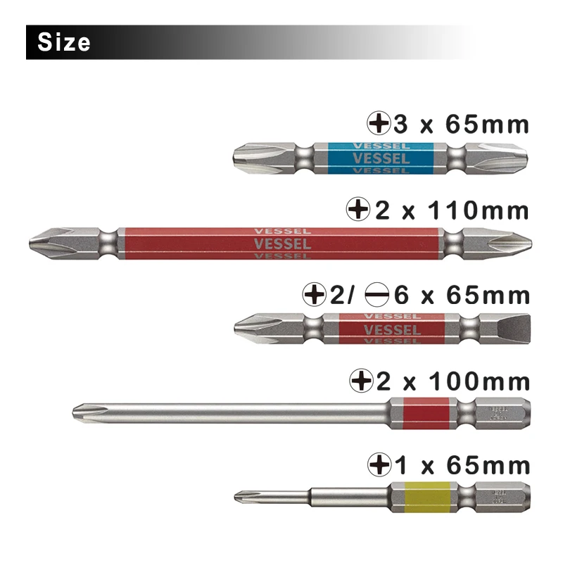 VESSEL 5pcs GO-SAI Screwdriver Bit Set 1/4 Inch Hex Shank Japan Tools No.GS5P Series