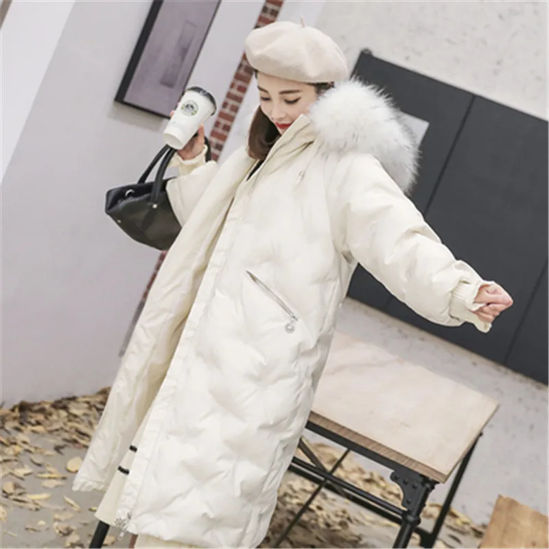 Imagem -05 - Grande Pele Nova Moda Branca Inverno Jaqueta Feminina para Baixo Parka Feminino Quente Cabolsa de Inverno com Capuz Outerwear