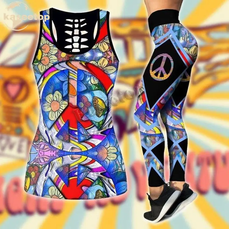 

Топ Hippe с 3D принтом для женщин, комплект из двух предметов для йоги, жилет, комбинированная майка, леггинсы, Спортивная быстросохнущая майка для фитнеса, LK254