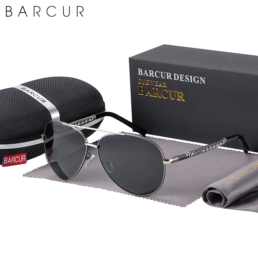 

BARCUR Pilot Style Vintage Men's Sunglasses Men Polarized Coating Classic Sun Glasses Women Shade Male Driving Eyewear