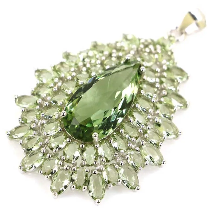 48x30mm lujo grande 7,5g turmalina rosa amatista verde violeta tanzanita llamativo 925 colgante de plata esterlina sólida