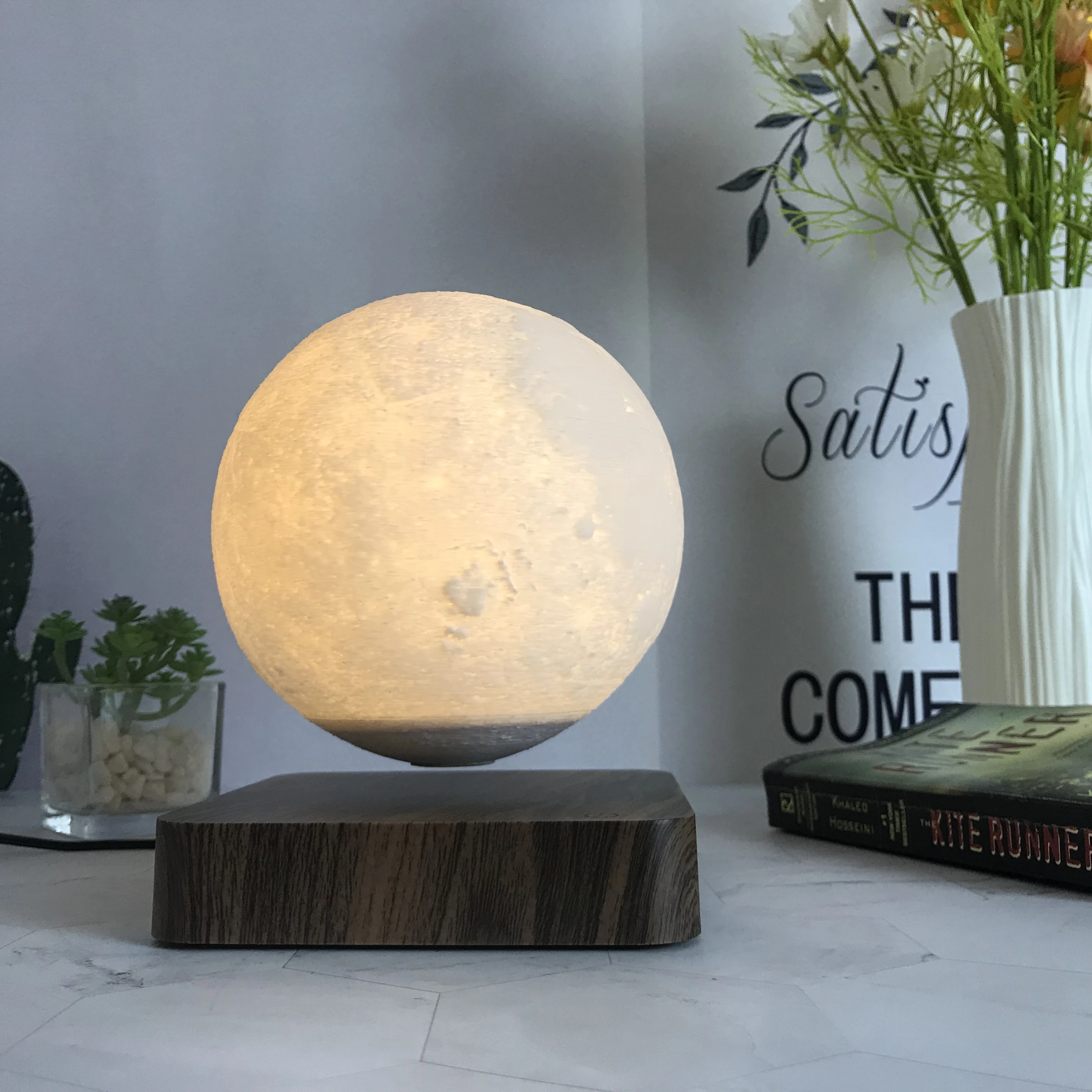 HCNT Levitating Moon Lamp 14cm Floating Luna Night Light Magnetic Levitation Lamps Home Decoration Christmas Birthday Kids Gift