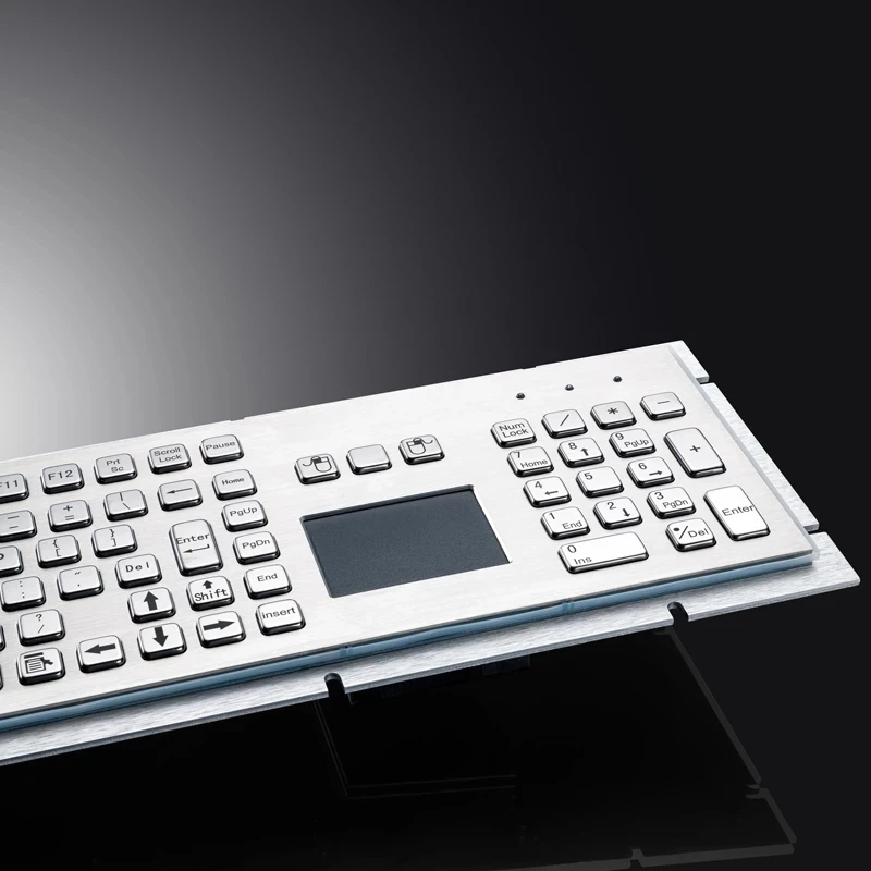 Quiosque de metal industrial tudo-em-um de 107 teclas teclado touchpad de aço inoxidável de tamanho completo com teclado numérico