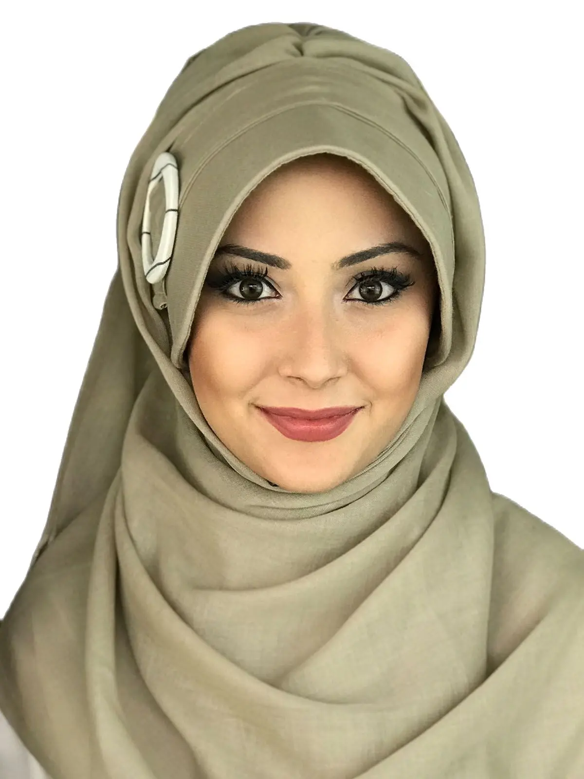 New Fashion Hijab 2021 Women Muslim Chiffon Headscarf Islamic Scarf Turban Women's Hat Sayf Model Mink Color Buckled Hat Shawl