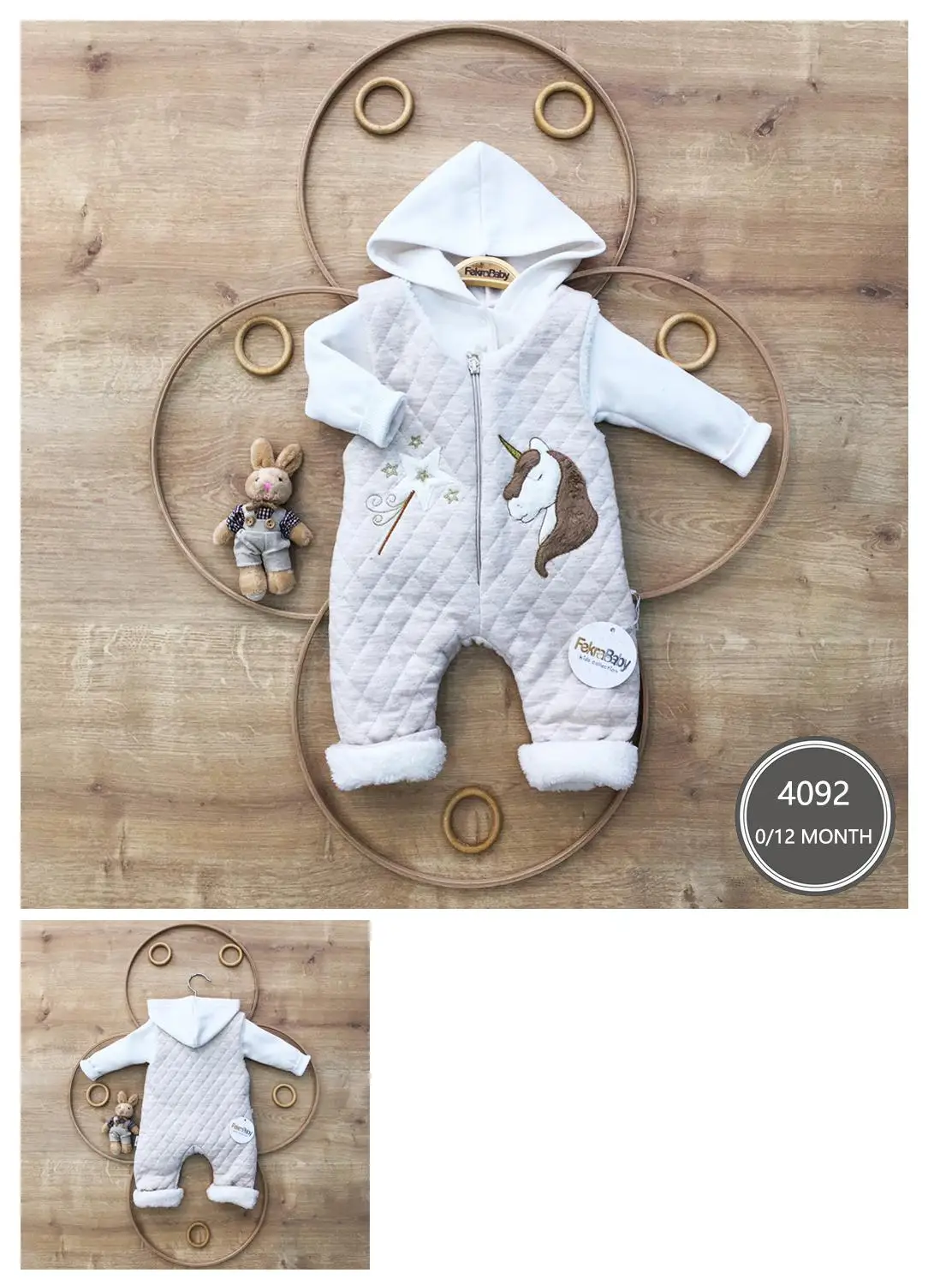 

2024 New Born Baby Clothes Girl Boy Romper Hooded Jumpsuit Infant With Zipper Unisex Fleece Soft Cute Snow Suit Winter Thicken