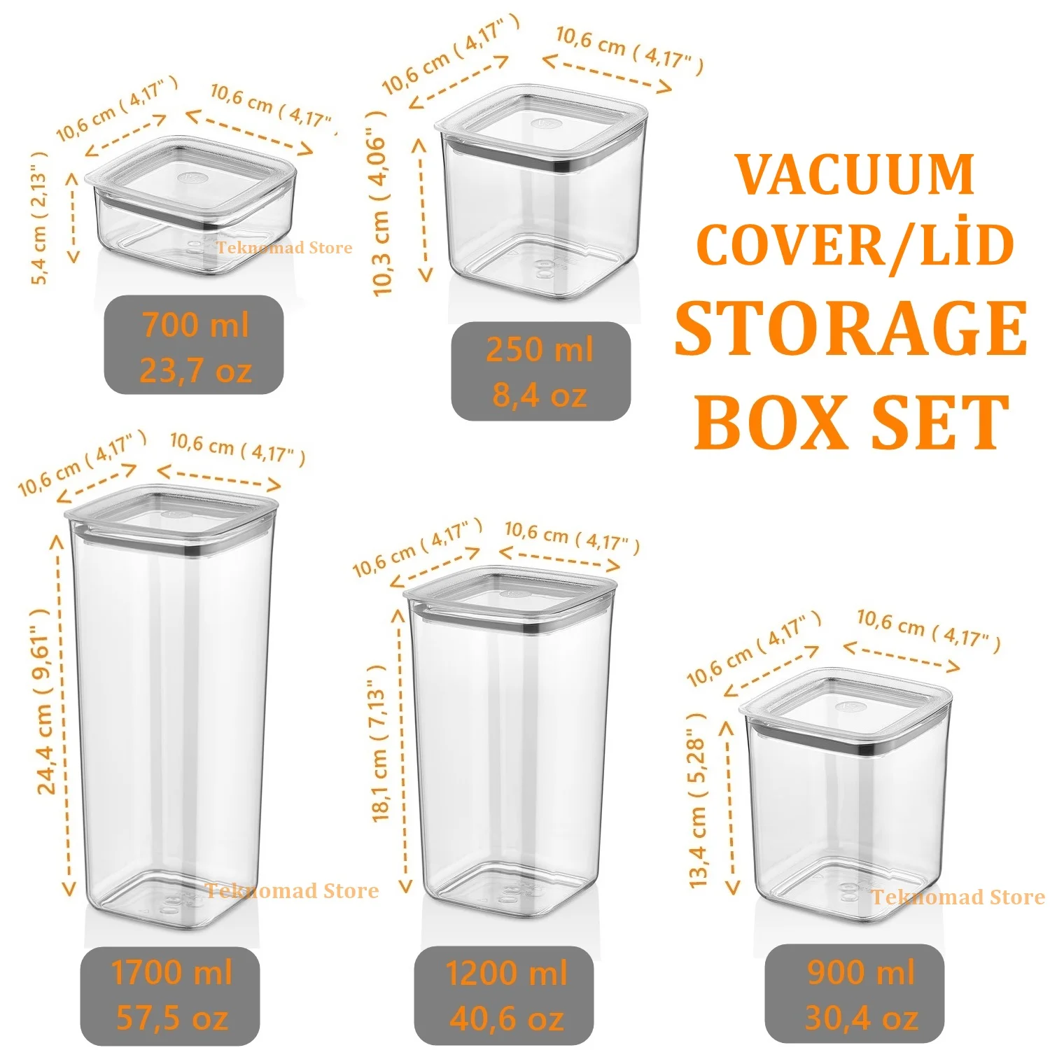 12 Piece Kitchen Food Storage Container Set with Vacuum cover/Lid and Pantry Organization for Cereal, Dry Food Flour and Sugar