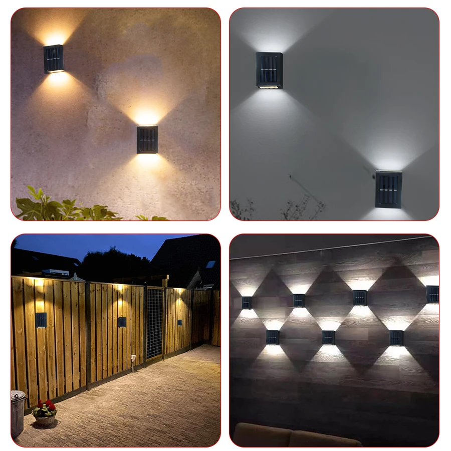 Outdoor Solar Lights Waterproof Wall Lamp Up Down Sunlight Garden Decor Patio Stair Fence Courtyard Landscape Street Solar Light