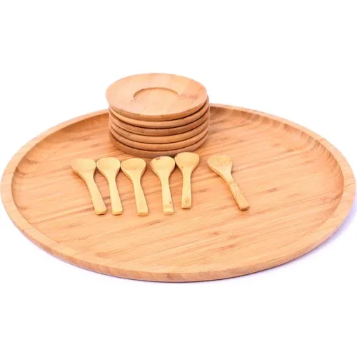 Paçi Bamboo Tea Dish Spoon Bamboo Tea Service Team 13 Piece Wood Tray wooden tray wood tray marble tray candle tray wood tray food set bamboo table mat drip tray tray tea set tea tray tea table trays decorative  food t