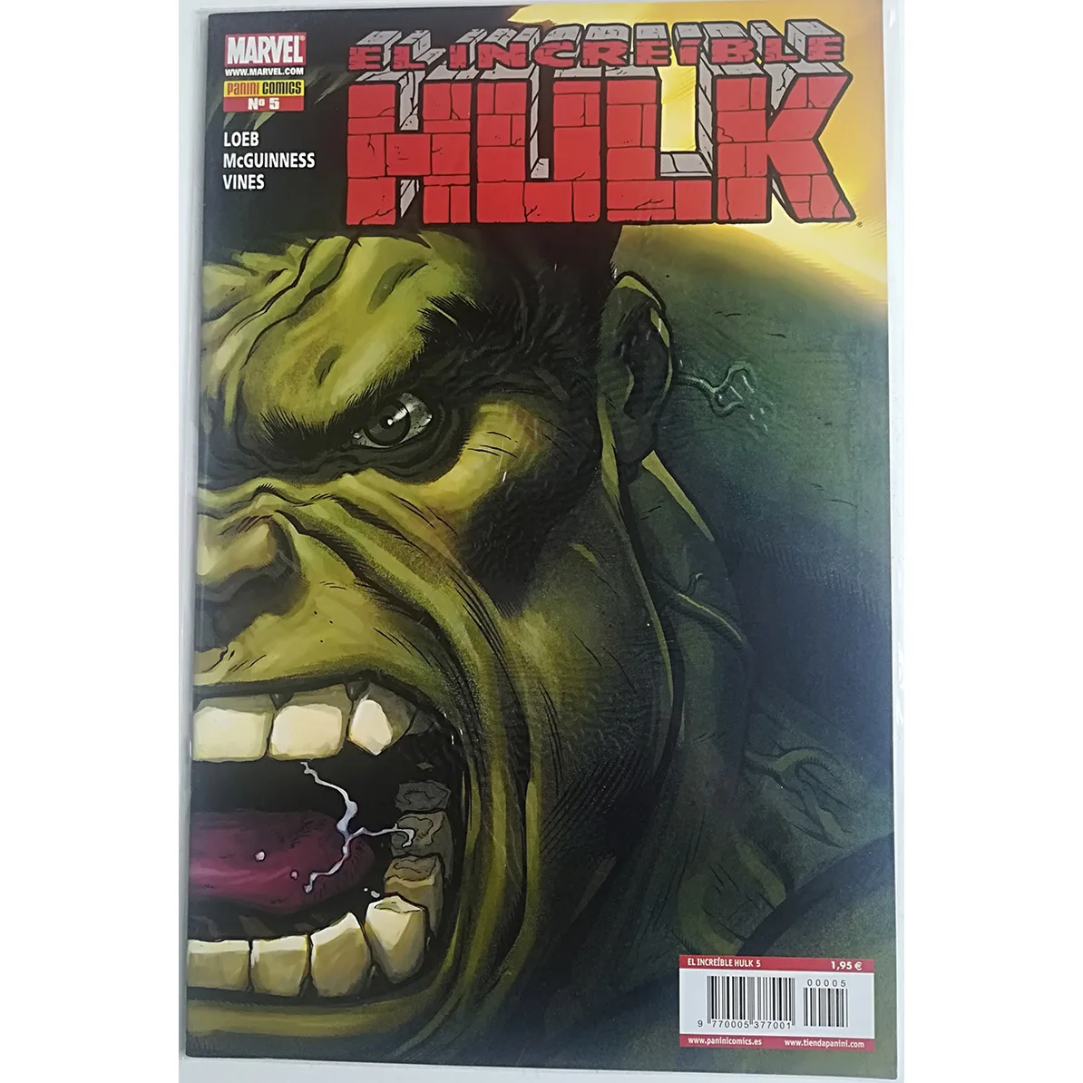 MARVEL, The Incredible HULK VOL I No. 5 , ED. PANINI, year 2009, author JEPH LOEB, comic BOOK Spanish, TEBEO