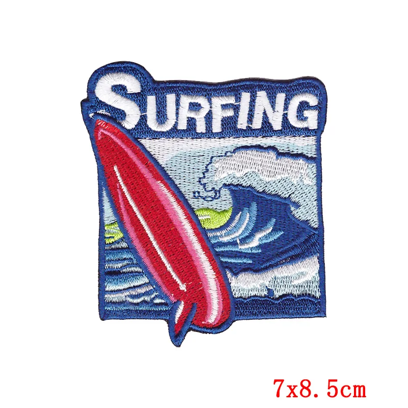 DIY Travel Hiking Iron On Patches Surfing Camping Embroidered Patches For Clothing Stickers Outdoor Scenery Patches On Clothes