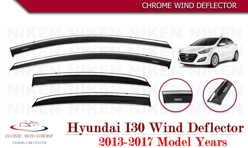 

For HYUNDAI I30 Chrome Rain Wind Deflector 2013 2014 2015 2016 2017 2018 2019 2020 2021 Sunshade Curtains Car Windshield Auto