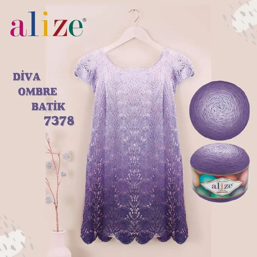 Alize Diva Ombre Batik filato per maglieria a mano, 250 grammi 875 metri, filo, microfibra acrilica, stagione primavera estate, uncinetto, fai da te