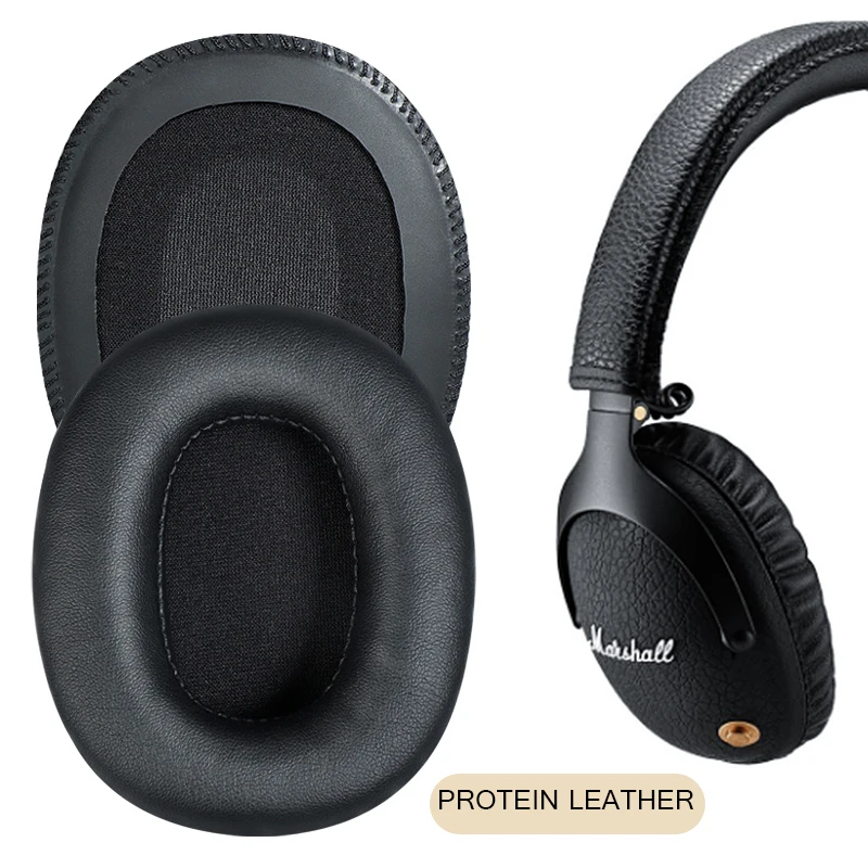 Replacement Earpads Ear Pads Cushions Cover for Marshall Monitor 1.0 / 2.0 / ANC Headphones Headset Leather Sponge 1 Pair Black