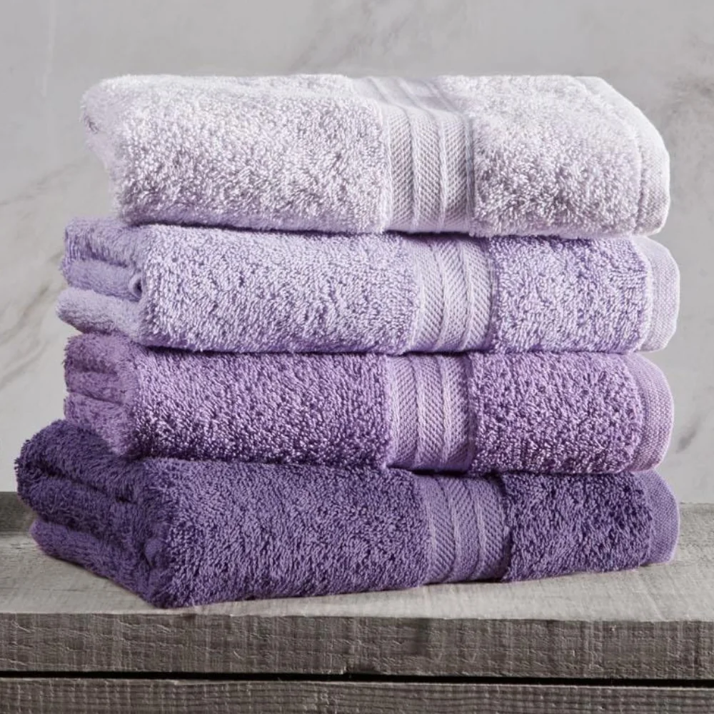 

Turkish Pure %100 Cotton (4*50x80Cm) Super Absorbent Towel Set 4 Pıeces Soft 2021 Shades Of Purple East West Home Textile